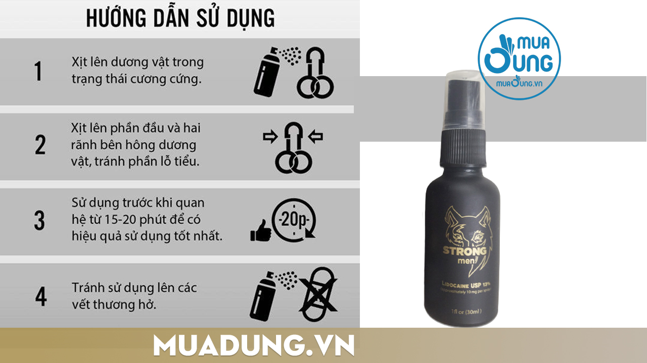 cách sử dụng chai xịt chống xuất tinh Strong Men