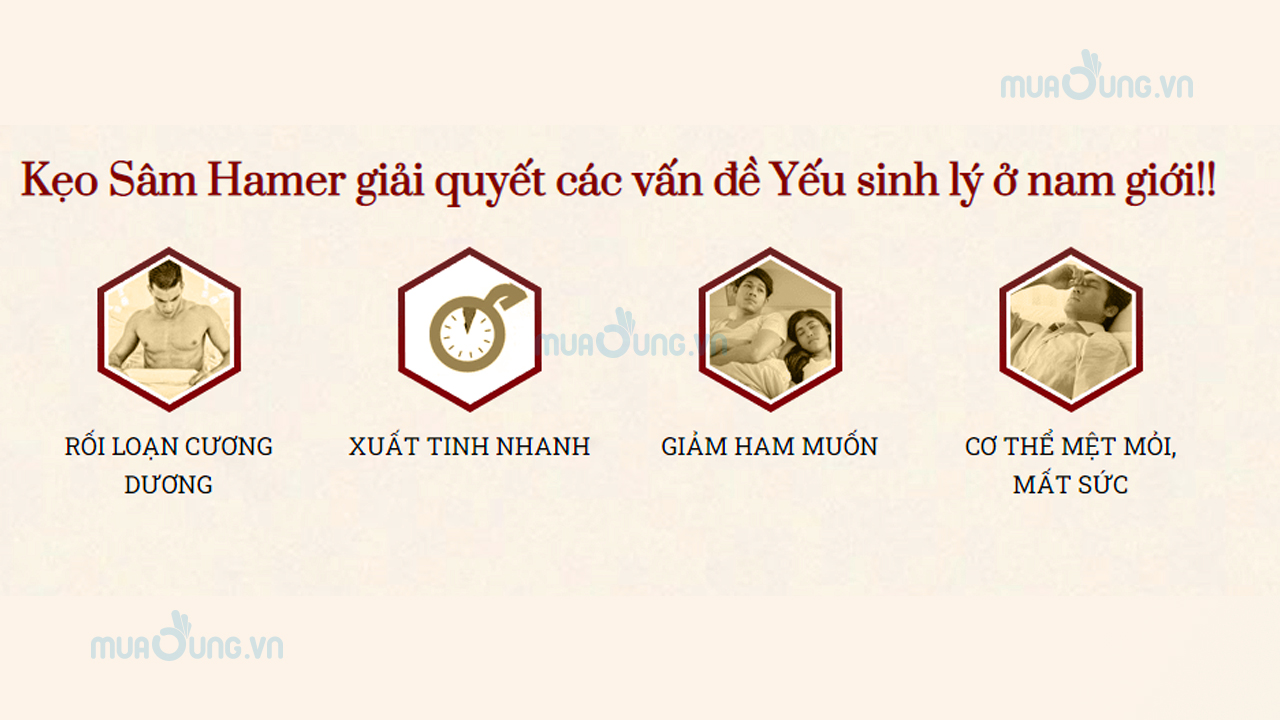 Kẹo Sâm Hamer giải quyết các vấn đề Yếu sinh lý ở nam giới