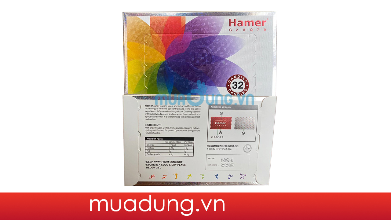 Kẹo sâm hamer lô 32 viên