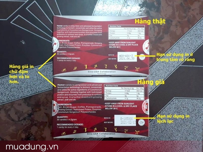 Cách phân biệt thật giả kẹo sâm hamer