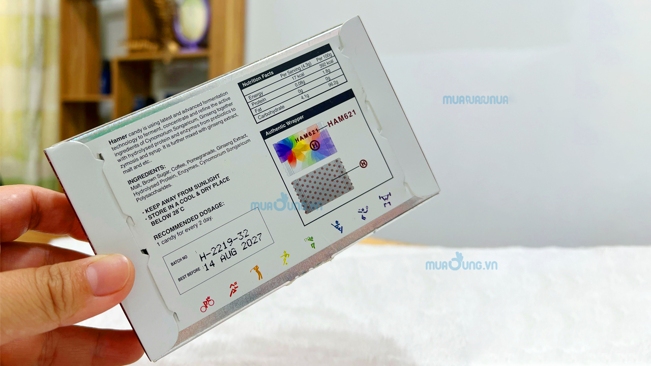 Kẹo sâm Hamer (Mẫu mới) Hamer 621 hộp 32 viên [New 2025]