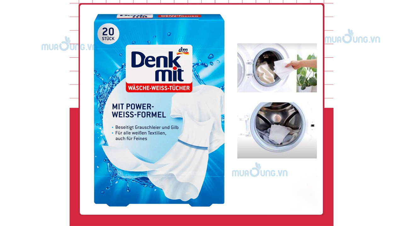 Miếng giặt tẩy trắng quần áo Denkmit Wäsche chính hãng Đức