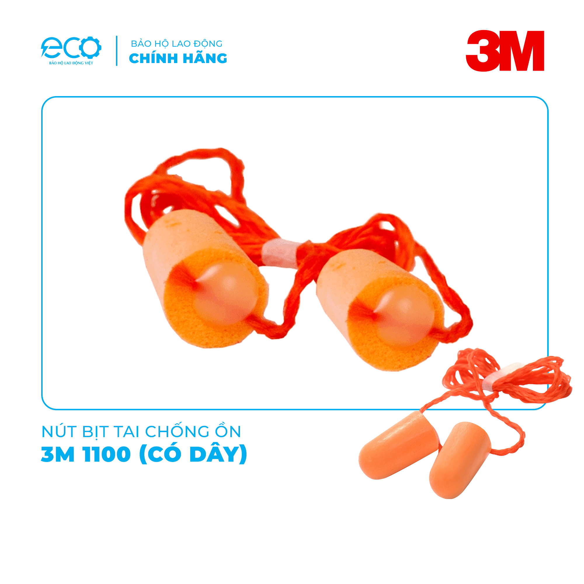 Nút bịt tai chống ồn cao cấp 3M 1110 có dây đeo, êm tai không đau nhức