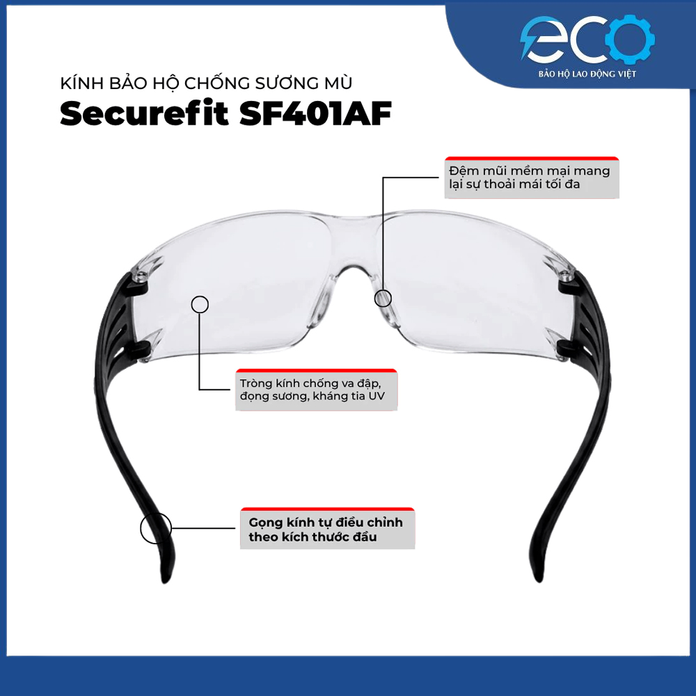 Kính 3M SF401AF - kính chống bụi, chống tia UV phong cách thể thao