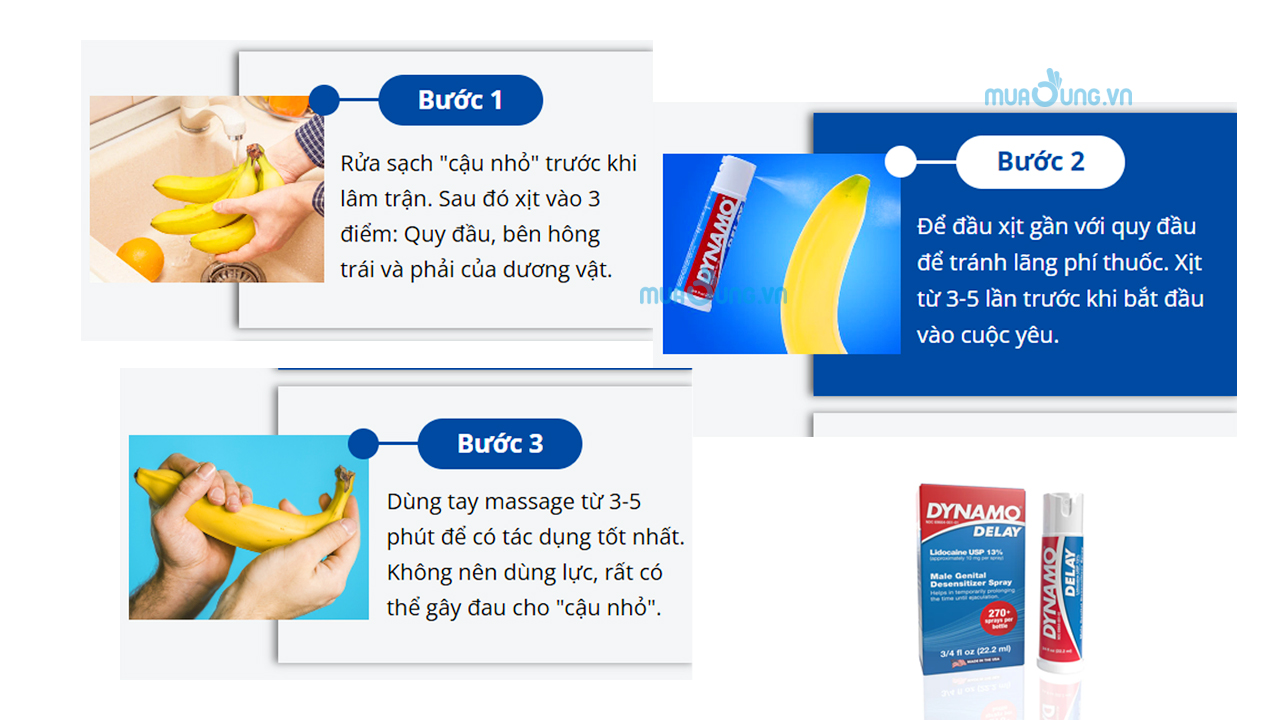 cách sử dụng chai xịt chống xuất tinh sớm Dynamo delay