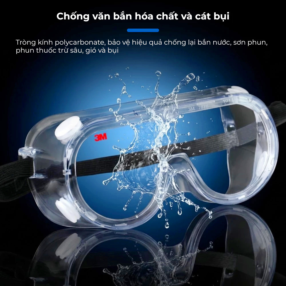 Kính chống hóa chất 3M 1621 - 1621AF chống văng bắn hoá chất, bụi, chống tia UV, chống đọng sương