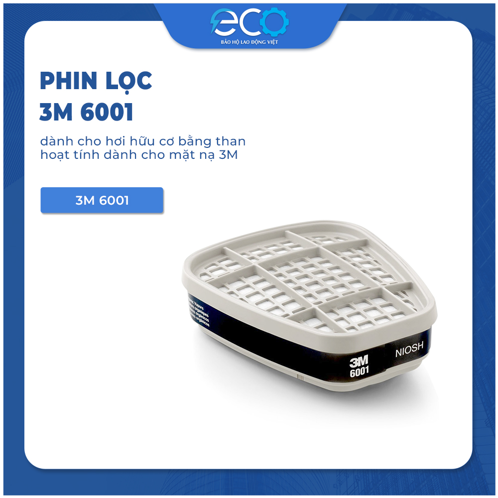 1 cặp phin lọc than hoạt tính 3M 6001 lọc hơi hữu cơ, phun thuốc, phun sơn, lọc mùi