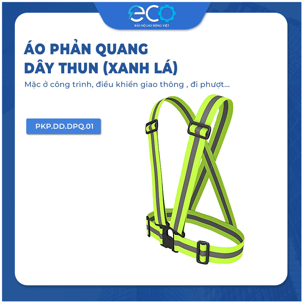 Áo phản quang xanh lá đi phượt – Khóa cài, Dây Đai Thun, Tăng khả năng nhận diện ban đêm