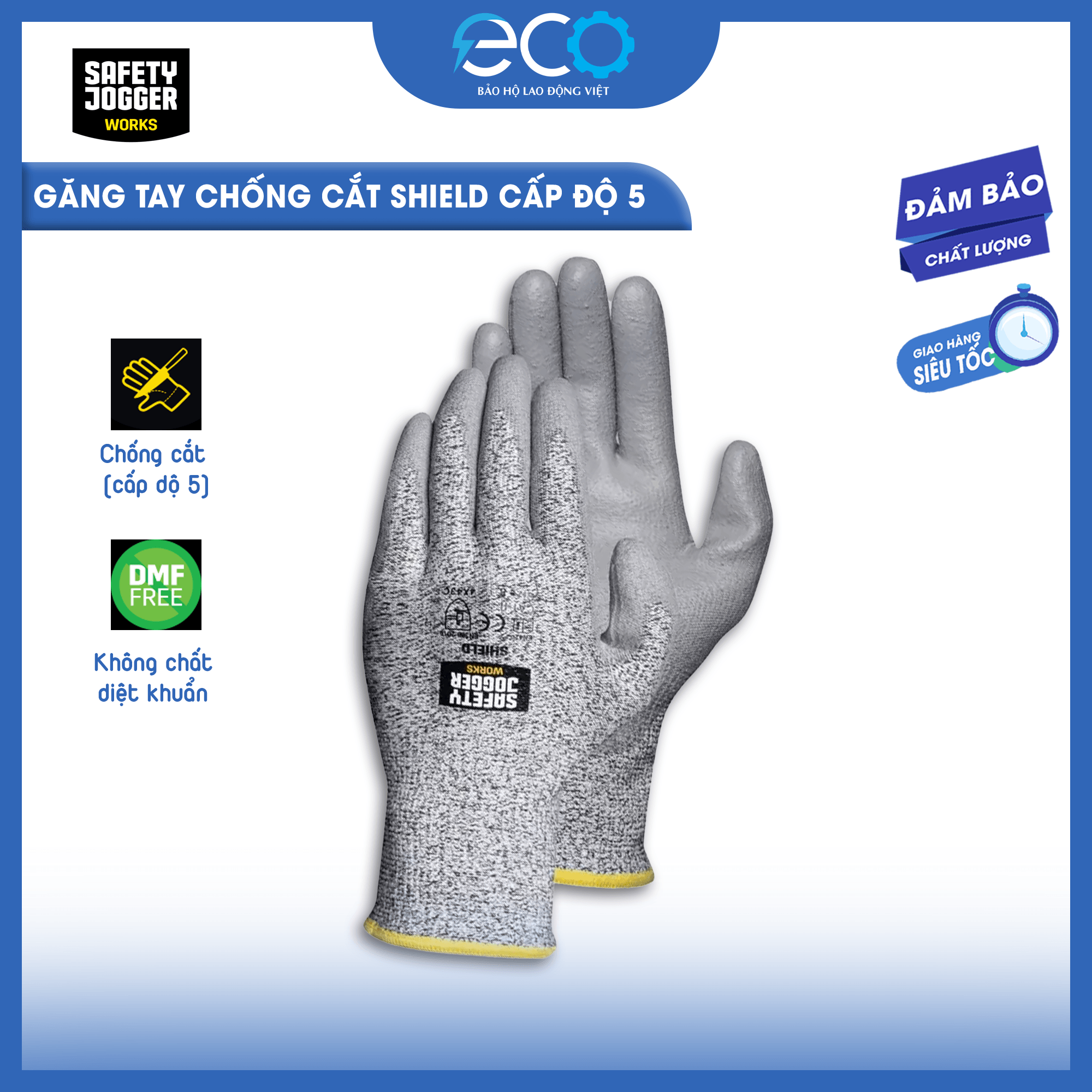 Găng tay chống cắt cấp độ 5 đạt tiêu chuẩn EN388 Jogger Shield