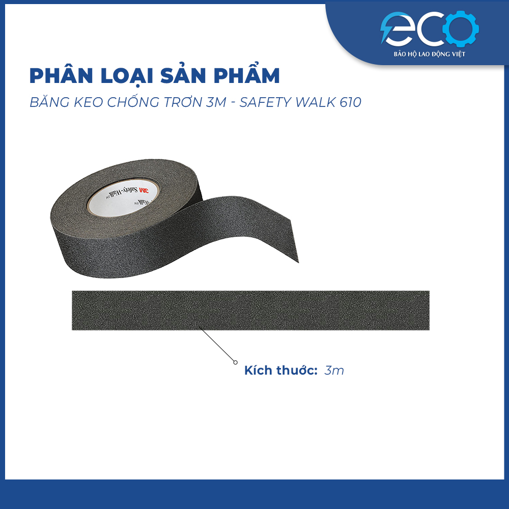 Băng keo chống trơn trượt 3M Safety Walk 610 m&agrave;u đen &ndash; Bề mặt nh&aacute;m, chống trượt cầu thang v&agrave; s&agrave;n