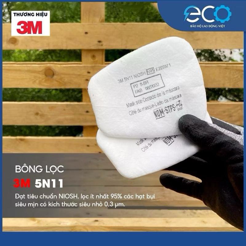 Bộ mặt nạ phòng độc 3M 7501/7502 kèm phin lọc 3M 6003 + Tấm lọc 5N11 và nắp giữ 501 – Lọc hơi hữu cơ, vô cơ