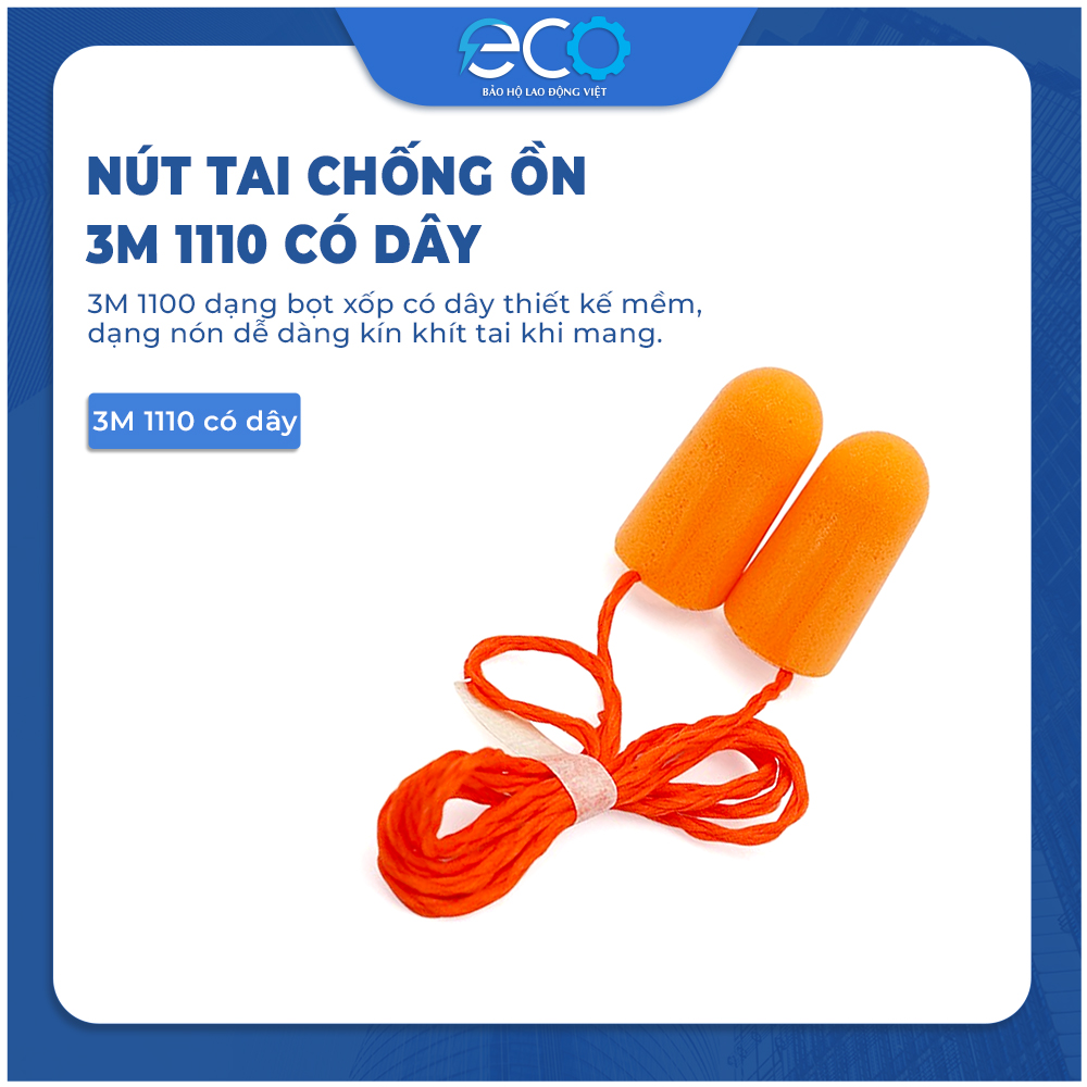 5 cặp nút bịt tai chống ồn 3M 1110 có dây chính hãng – Êm tai, giảm tiếng ồn hiệu quả