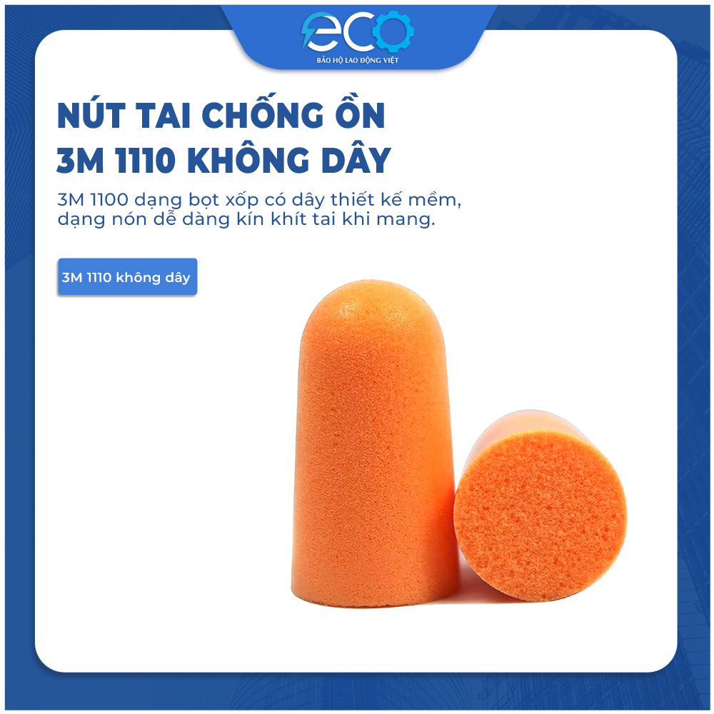 5 cặp n&uacute;t tai chống ồn 3M 1100 kh&ocirc;ng d&acirc;y ch&iacute;nh h&atilde;ng &ndash; Bọt xốp mềm, giảm ồn 29dB