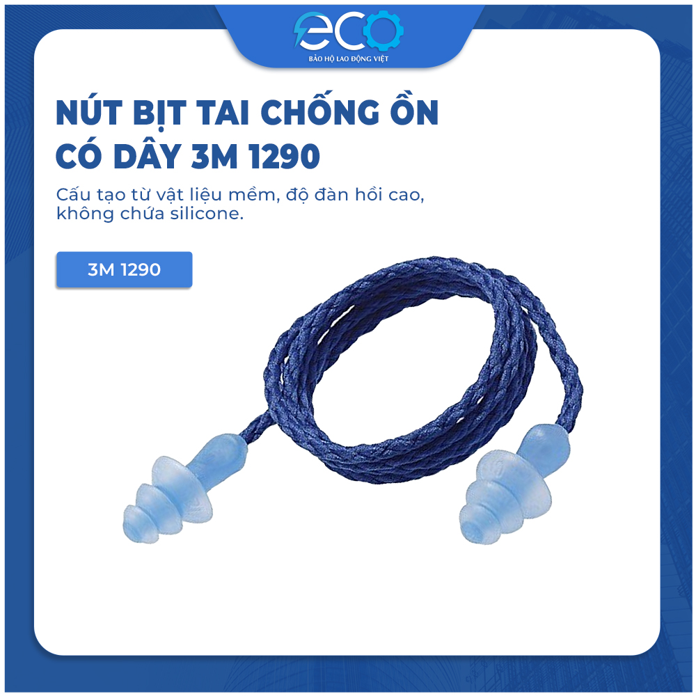 Nút bịt tai chống ồnn 3M 1290 có dây chính hãng – Giảm tiếng ồn, bảo vệ thính giác