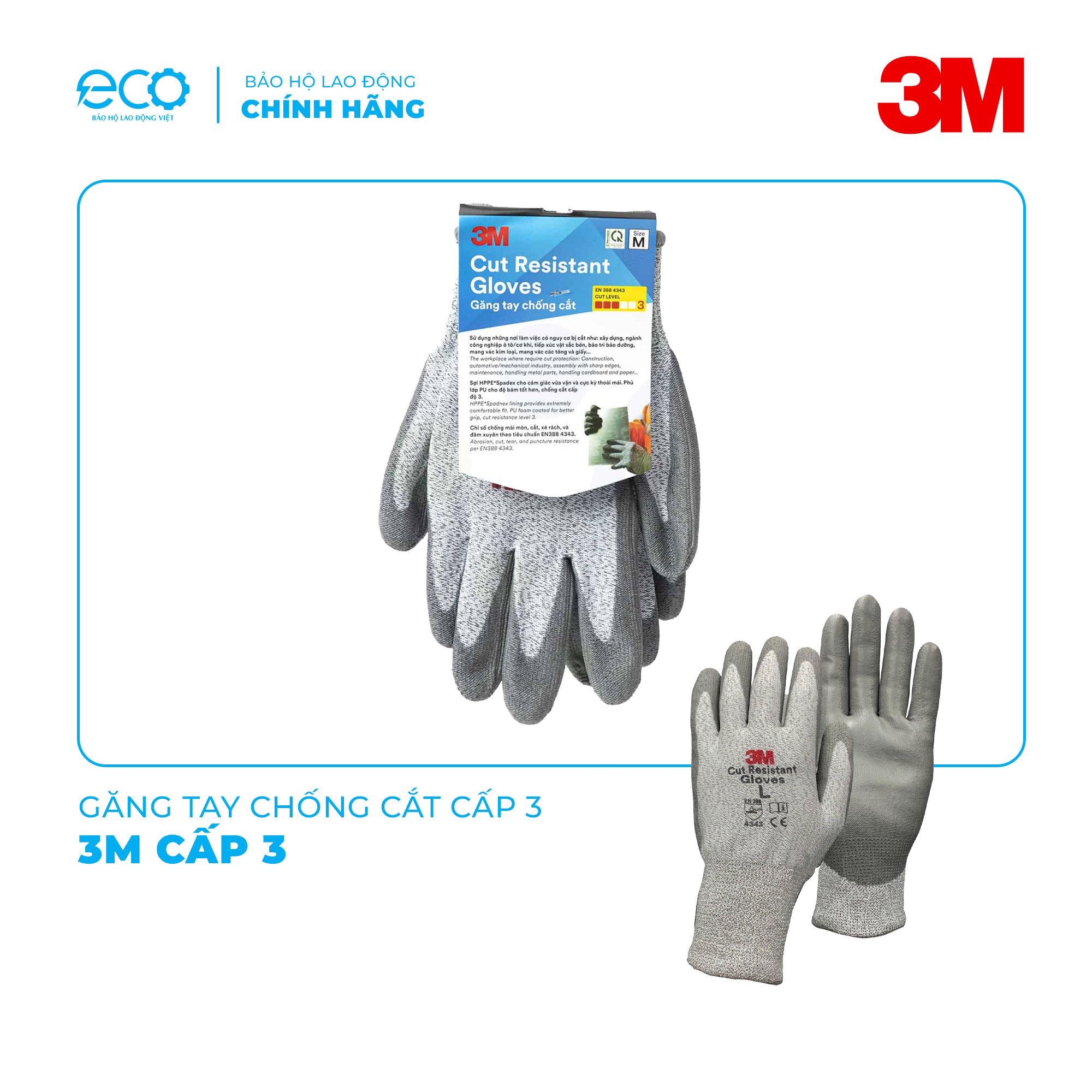 Găng tay bảo hộ chống cắt 3M cấp độ 3 - Hàng chính hãng