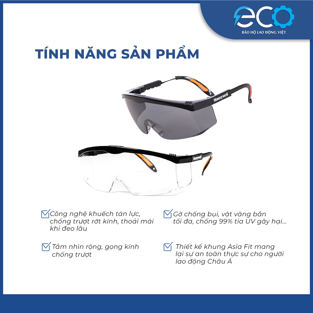 Kính bảo hộ lao động Sperian S200A chống bụi, Chống tia UV hiệu quả thích hợp làm vườn, đi đường