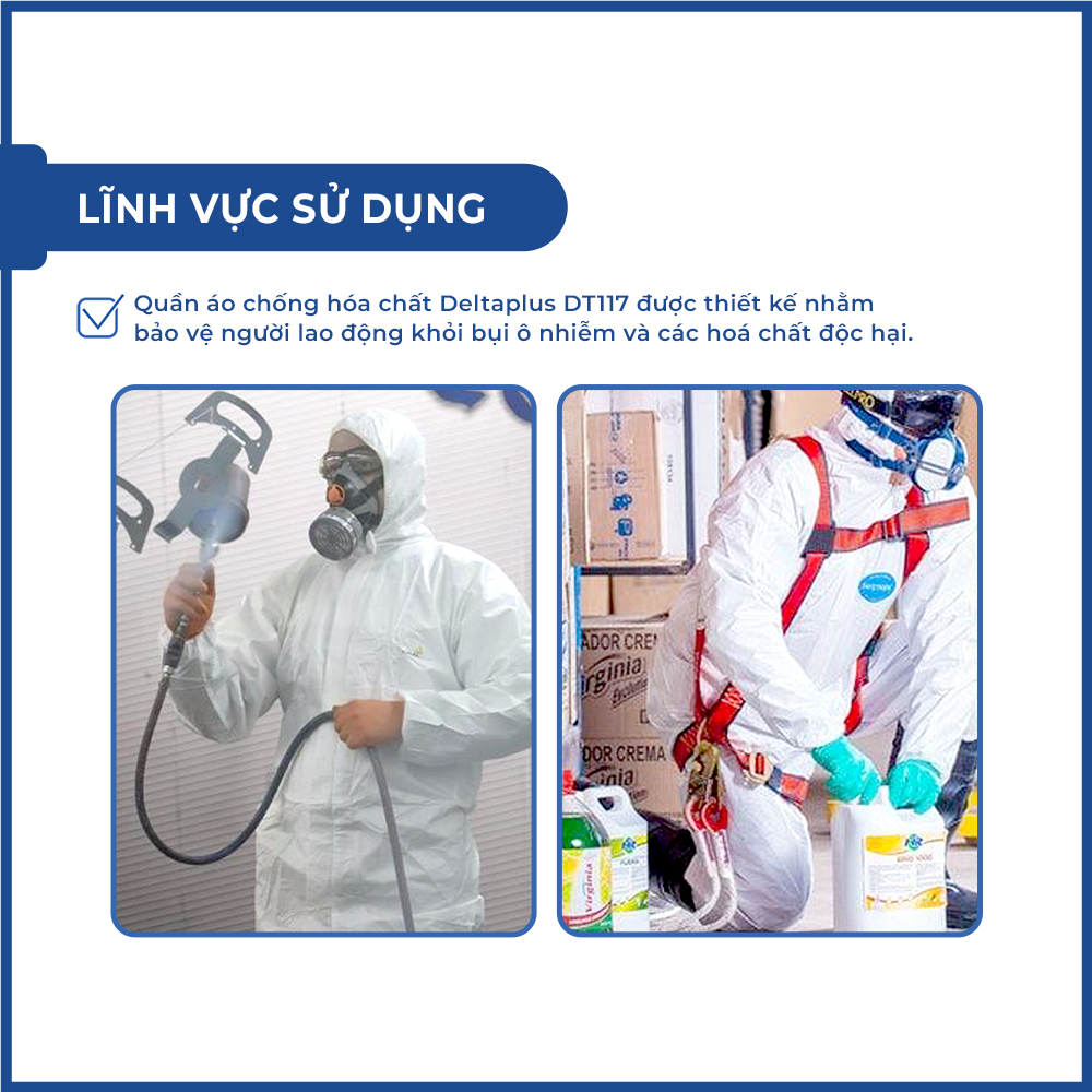 Bộ Quần Áo Bảo Hộ Deltaplus DT117 – Chống Hóa Chất, Nhiễm Xạ, Chống Tĩnh Điện, Dùng Trong Công Nghiệp – Đồ Bảo Hộ Toàn Thân