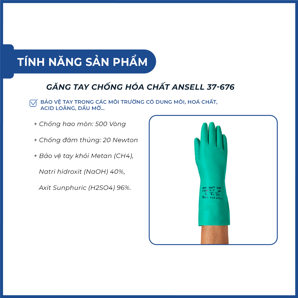 Găng tay chống hóa chất Ansell 37-676 chính hãng