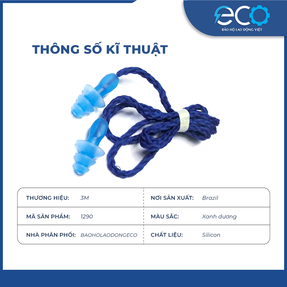 Nút bịt tai chống ồnn 3M 1290 có dây chính hãng – Giảm tiếng ồn, bảo vệ thính giác