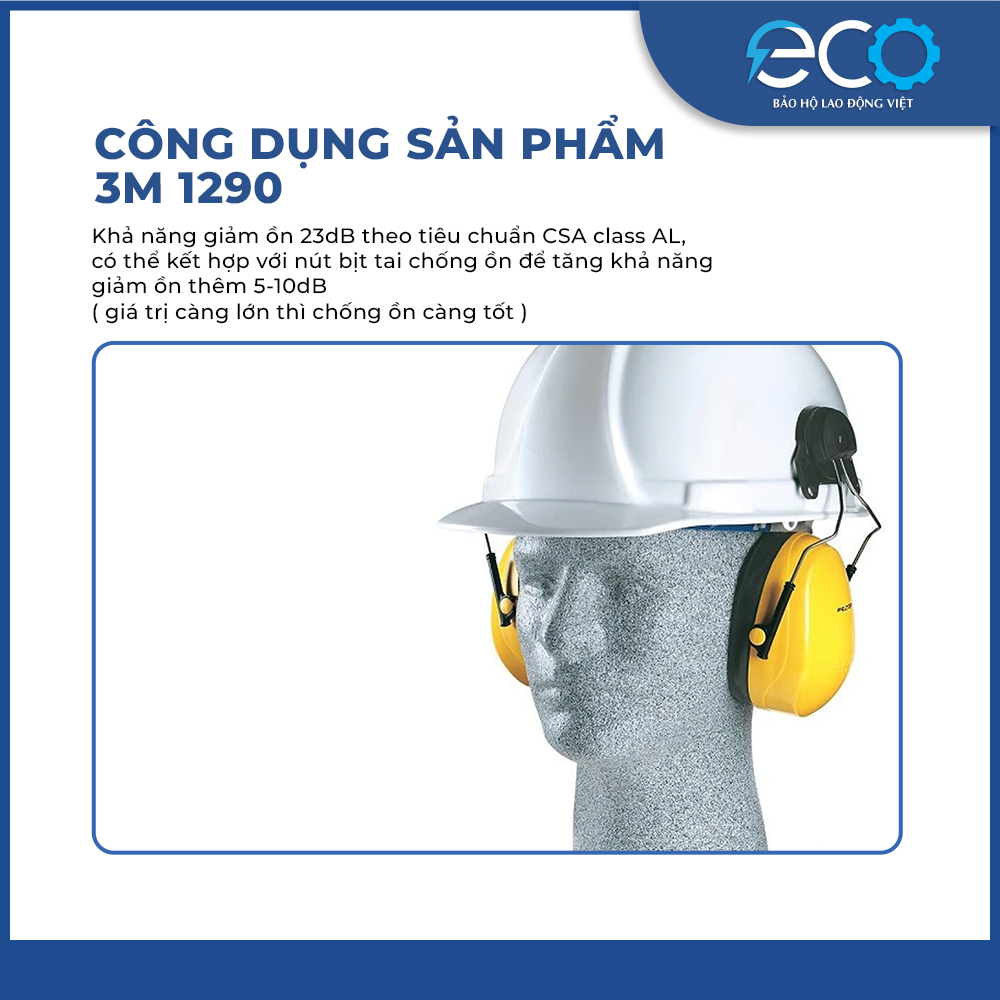 Chụp tai chống ôn 3M H9P3E gắn nón chính hãng – Bảo vệ thính giác, giảm tiếng ồn