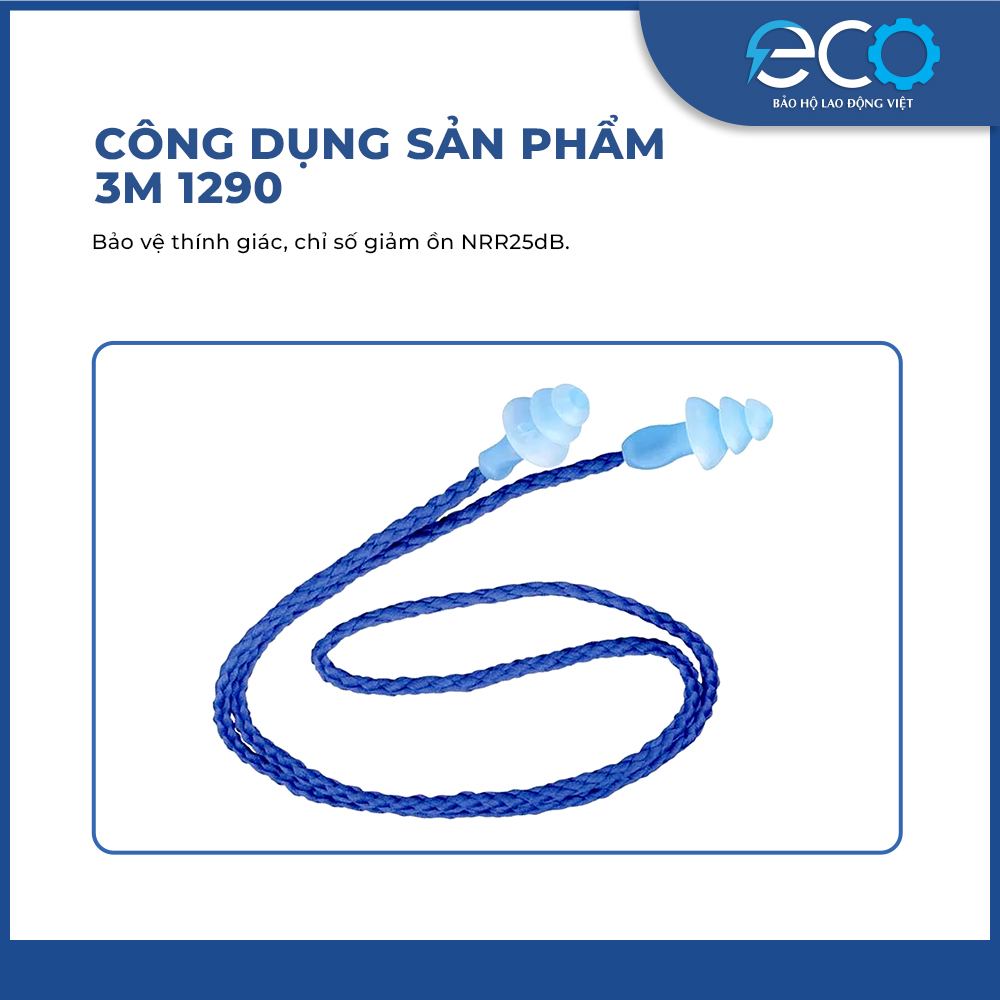 Nút bịt tai chống ồnn 3M 1290 có dây chính hãng – Giảm tiếng ồn, bảo vệ thính giác