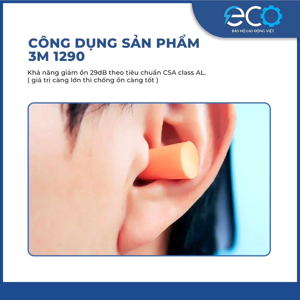 5 cặp n&uacute;t tai chống ồn 3M 1100 kh&ocirc;ng d&acirc;y ch&iacute;nh h&atilde;ng &ndash; Bọt xốp mềm, giảm ồn 29dB