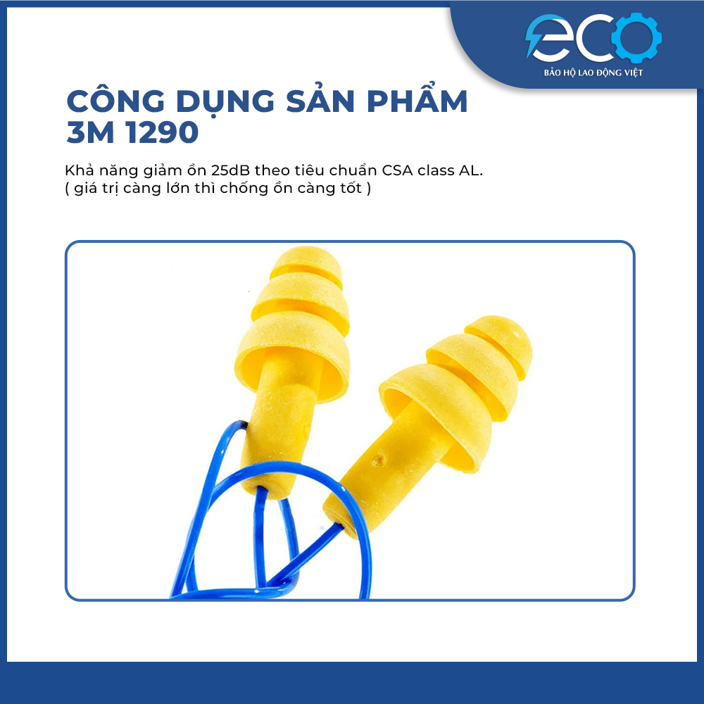 Nút bịt tai 3M 340-4004 chính hãng có dây – Giảm ồn 25dB, bảo vệ thính giác