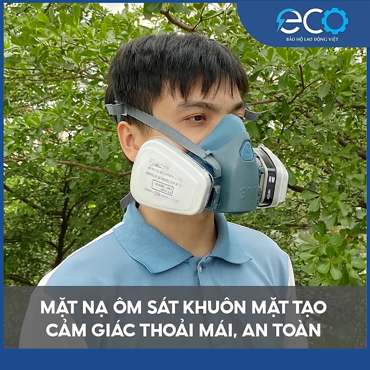Combo (7 m&oacute;n) mặt nạ ph&ograve;ng độc 3M 7501, 7502 kết hợp phin lọc 3M 6001, tấm lọc bụi 5N11 c&ugrave;ng nắp giữ 501