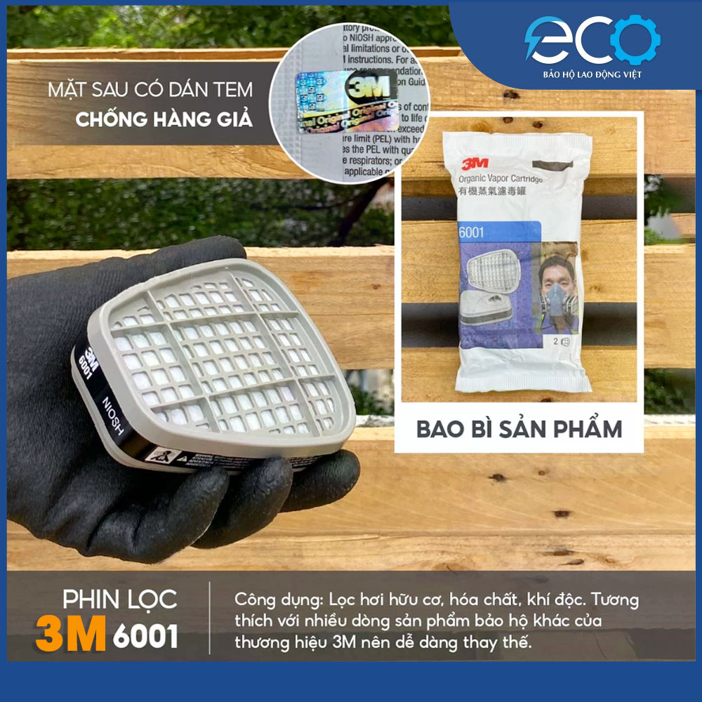 Combo (7 m&oacute;n) mặt nạ ph&ograve;ng độc 3M 7501, 7502 kết hợp phin lọc 3M 6001, tấm lọc bụi 5N11 c&ugrave;ng nắp giữ 501