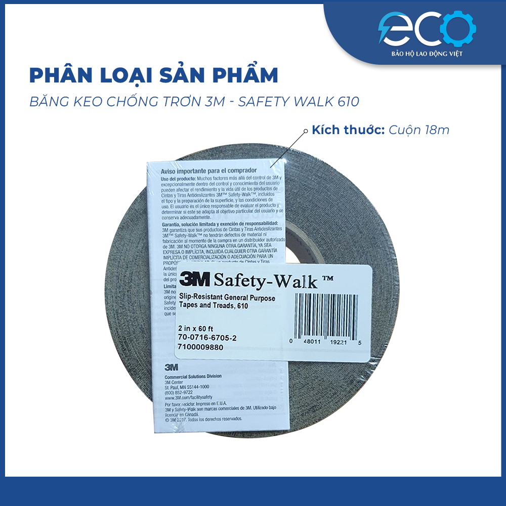 Băng keo chống trơn trượt 3M Safety Walk 610 m&agrave;u đen &ndash; Bề mặt nh&aacute;m, chống trượt cầu thang v&agrave; s&agrave;n