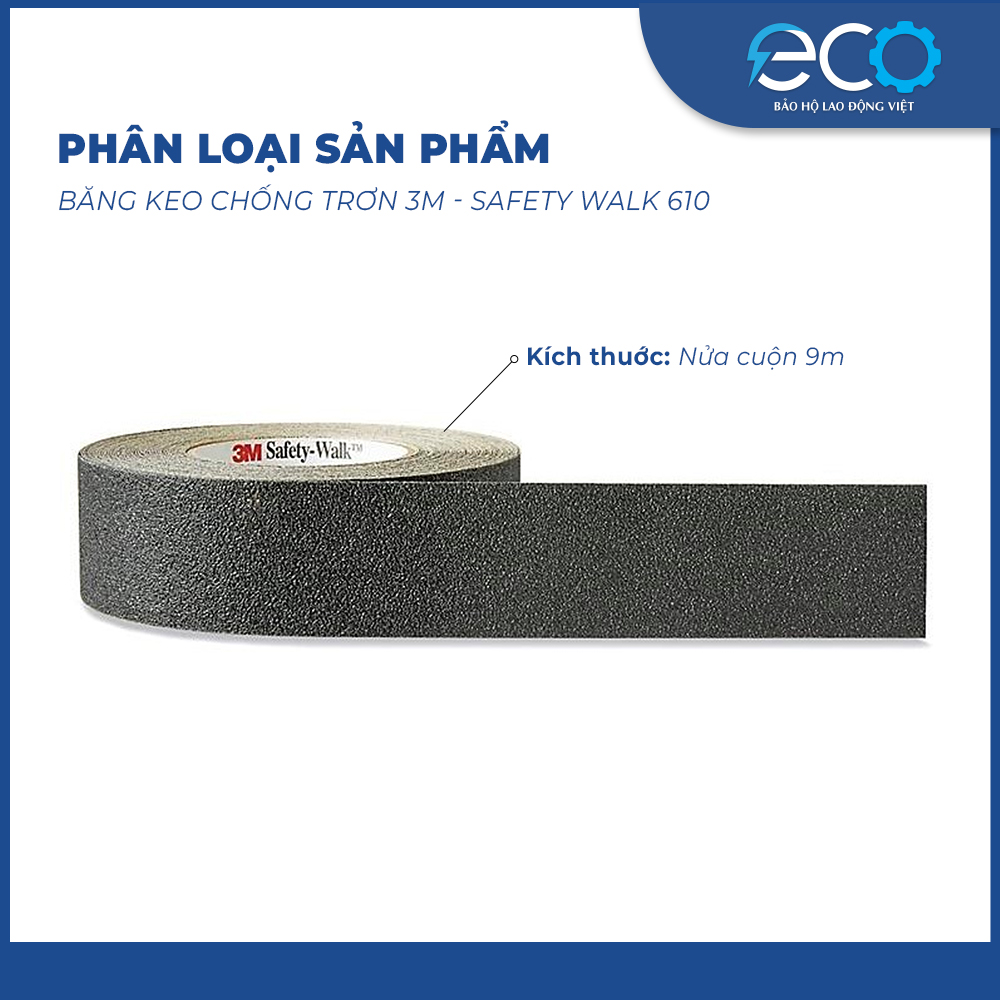 Băng keo chống trơn trượt 3M Safety Walk 610 m&agrave;u đen &ndash; Bề mặt nh&aacute;m, chống trượt cầu thang v&agrave; s&agrave;n