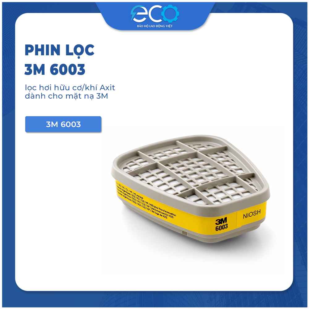 1 cặp phin lọc than hoạt tính 3M 6003 lọc hơi hữu cơ và khí axit, phun thuốc, phun sơn
