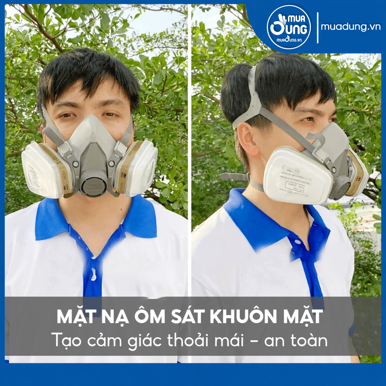 Combo 7 món mặt nạ phòng độc 3M 6100/6200 + Phin 6006, tấm lọc 5N11, nắp 501 – lọc hơi hữu cơ, amoniac, formaldehit, hF