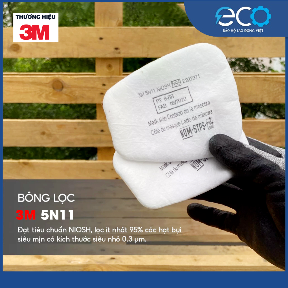 Bộ Phin Lọc 3M 6001, 6003, 6006 kết hợp tấm lọc bụi 3M 5N11 và nắp nhựa 501 lọc hơi hữu cơ, bụi, bảo vệ hô hấp