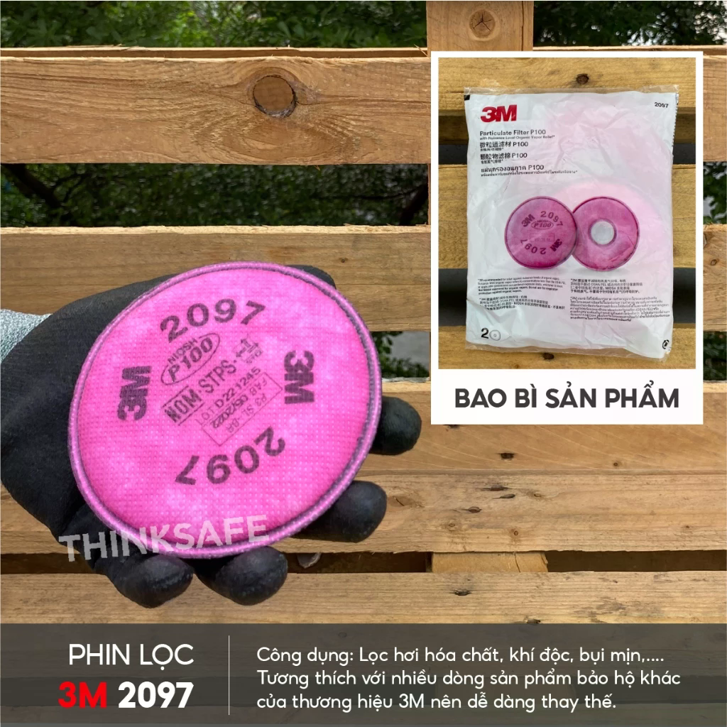Combo mặt nạ phòng độc 3M 6100/6200/6300 kèm bông lọc 3M 2097 chuyên chuyên lọc khói hàn, lọc bụi mịn pm2.5, chống hơi sơn, vi khuẩn