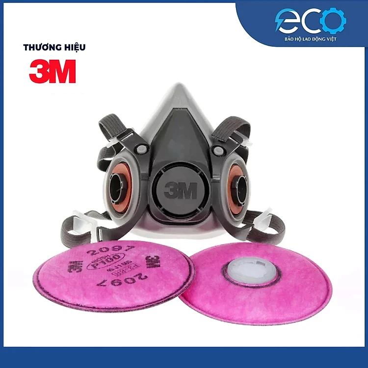 Combo mặt nạ phòng độc 3M 6100/6200/6300 kèm bông lọc 3M 2097 chuyên chuyên lọc khói hàn, lọc bụi mịn pm2.5, chống hơi sơn, vi khuẩn