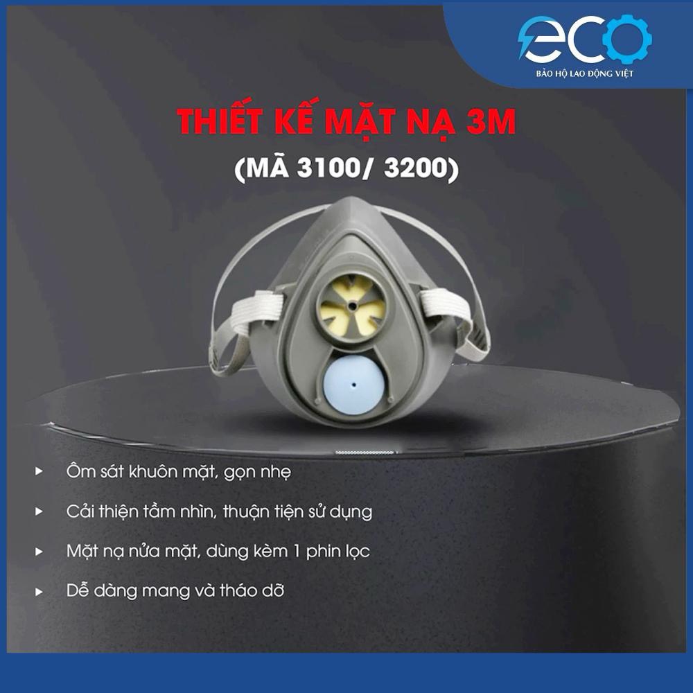 Mặt nạ ph&ograve;ng độc, chống bụi 3M 3100/3200 + Phin lọc 3301K-100 + Tấm lọc bụi 7711 + Nắp đậy 774