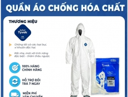 Bộ quần &aacute;o chống h&oacute;a chất, phun thuốc trừ s&acirc;u, chống dịch Dupont Tyvek 400 m&agrave;u trắng