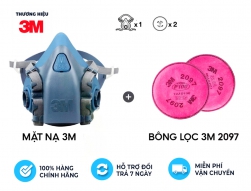 Bộ mặt nạ ph&ograve;ng độc 3M 7501/ 7502 k&egrave;m phin 2097 lọc bụi mịn, chống hơi độc, kh&iacute; h&agrave;n cắt đ&uacute;c kim loại