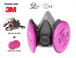 Combo mặt nạ ph&ograve;ng độc 3M 6100/6200/6300 k&egrave;m b&ocirc;ng lọc 3M 2097 chuy&ecirc;n chuy&ecirc;n lọc kh&oacute;i h&agrave;n, lọc bụi mịn pm2.5, chống hơi sơn, vi khuẩn