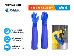 Găng tay chống h&oacute;a chất Takumi PVC600X găng tay chống axit - dầu nhớt - chất tẩy rửa - l&oacute;t cotton th&ocirc;ng tho&aacute;ng, &ecirc;m &aacute;i ch&iacute;nh h&atilde;ng Nhật Bản